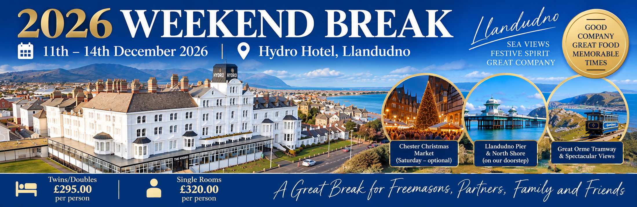 Bookings Open for the Durham Freemasons 2026 Weekend Break
